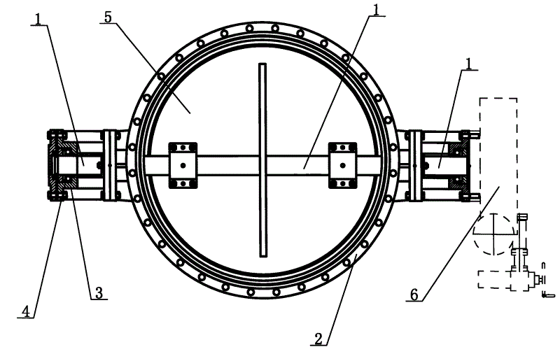 cn201593615u_大口径蝶阀的阀轴支承结构失效