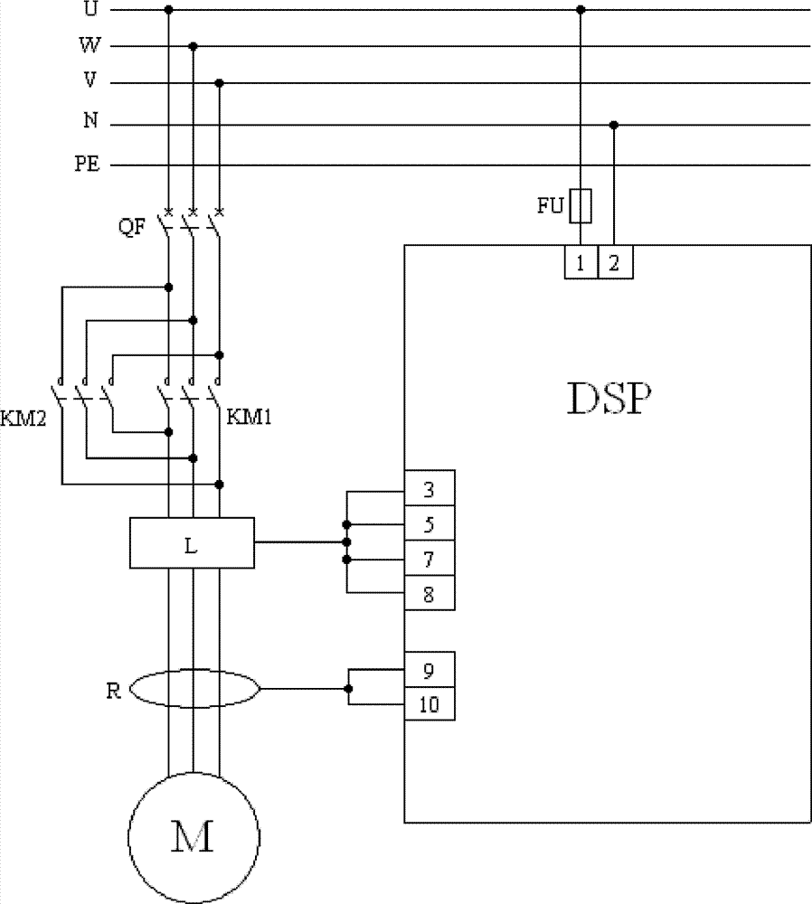 热继型电动机综合器直接启动接线电路