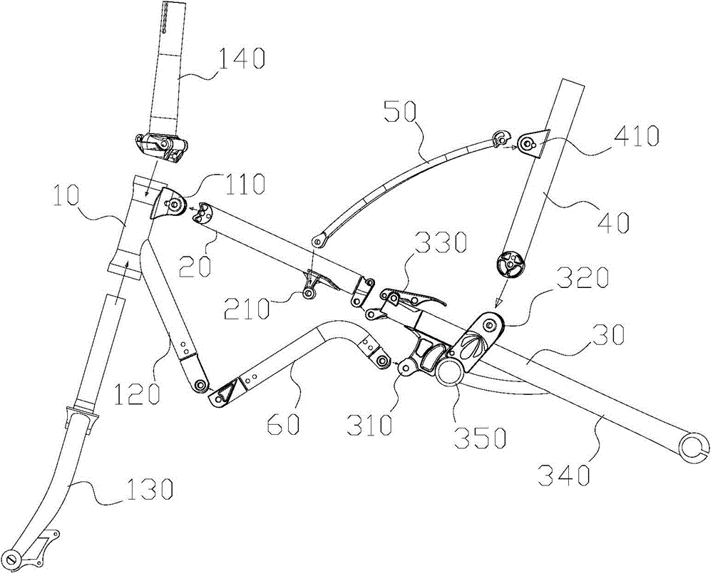 cn203793528u_双四连杆单边折叠自行车有效