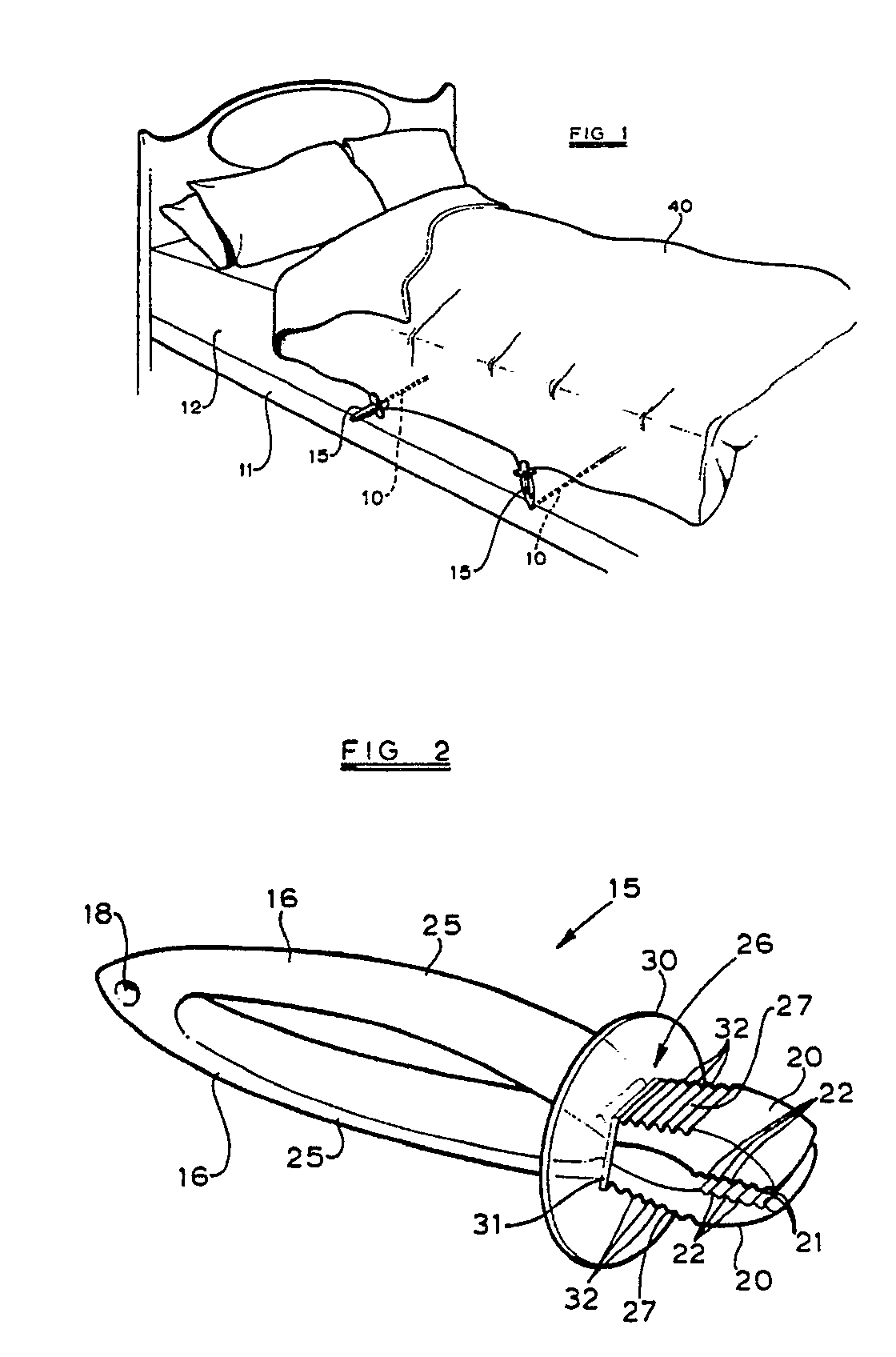 bed cover retaining strap clip device