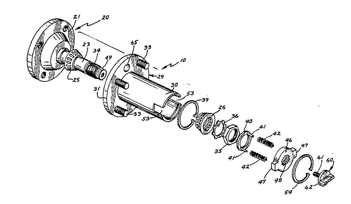 us4555197(a)_selectively free wheeling or drive hub for vehicles