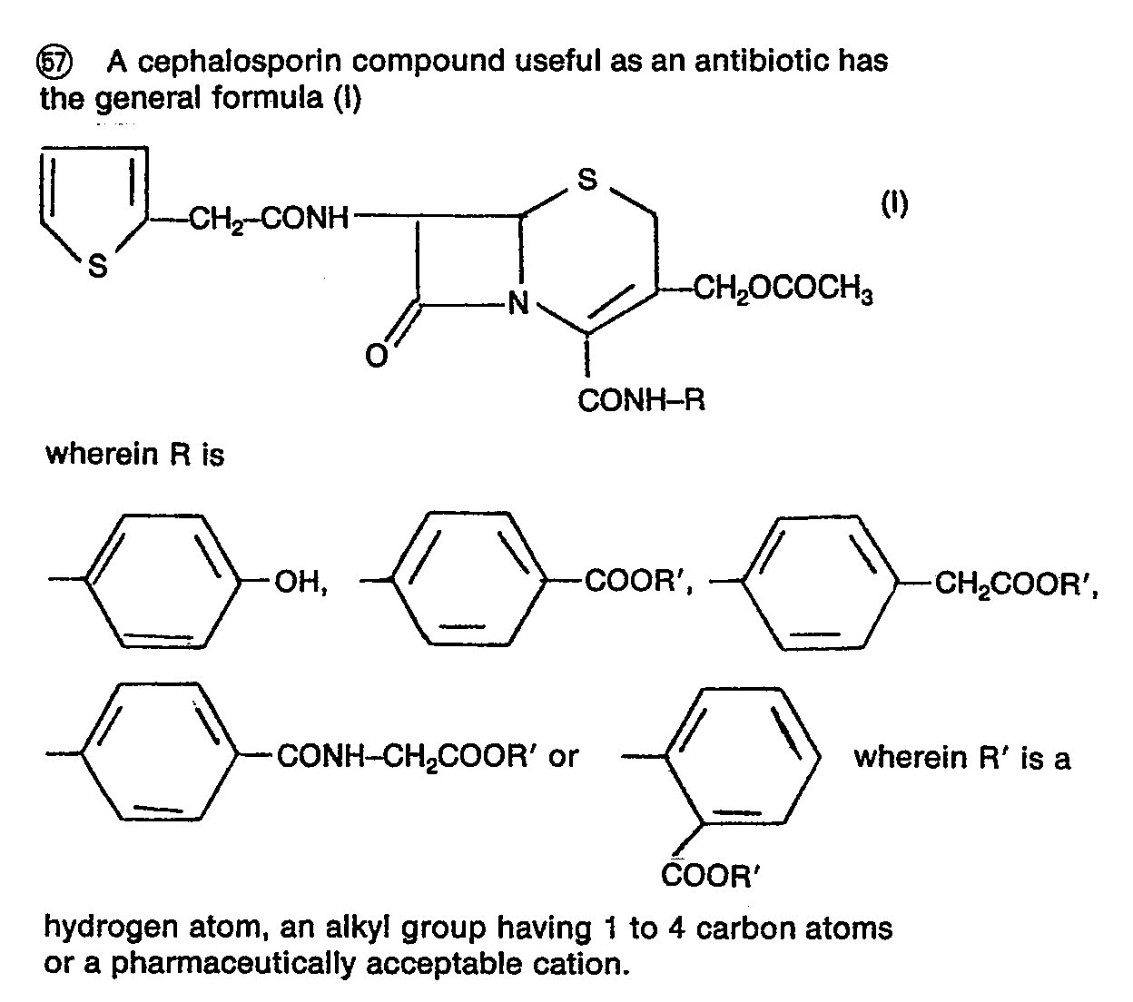 us4439434(a)_cephalosporin derivative and pharmaceutical